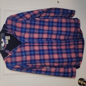 Blue and Pink Plaid Button Up Shirt